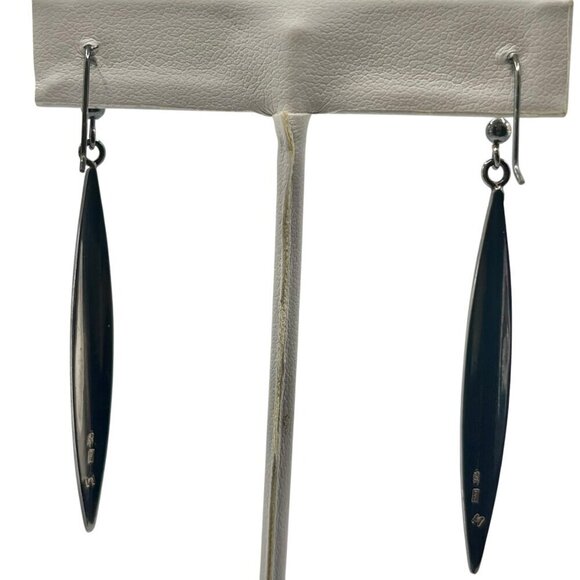 M Italy 925 Anodized Silver Drop Dangle Earrings Classic Basic Elevated Basic - Picture 4 of 6